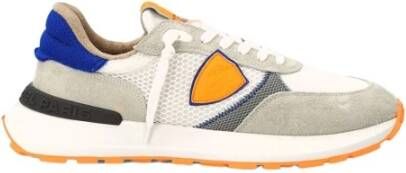 Philippe Model Witte Technische Stoffen Sneakers met Oranje Logo Patch White Heren