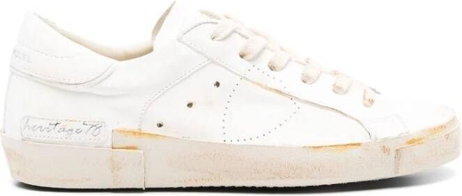 Philippe Model Witte Veterschoenen met Platte Zool White Dames