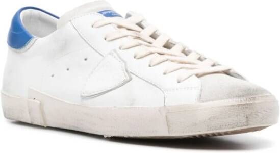 Philippe Model Witte Vetersneakers met Distressed Finish White Heren