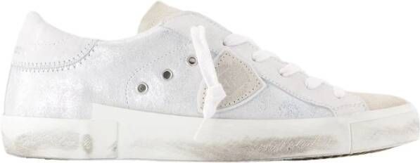 Philippe Model Gelamineerd Leren Sneakers Zilver Wit Gray Dames