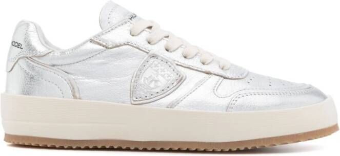 Philippe Model Zilveren Sneakers met Geperforeerde Details Gray Dames