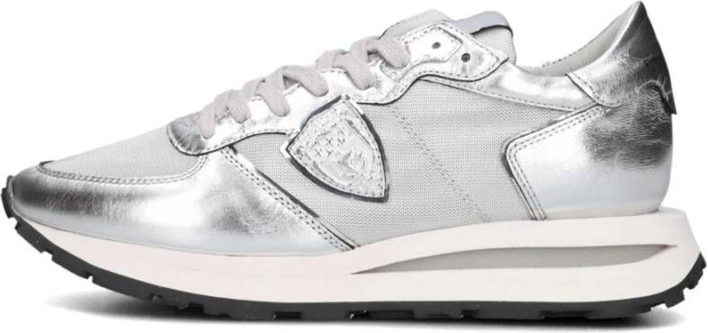 PHILIPPE MODEL Lage Sneakers Dames Tropez Haute Low Woman Maat: 38 Materiaal: Leer Kleur: Zilver