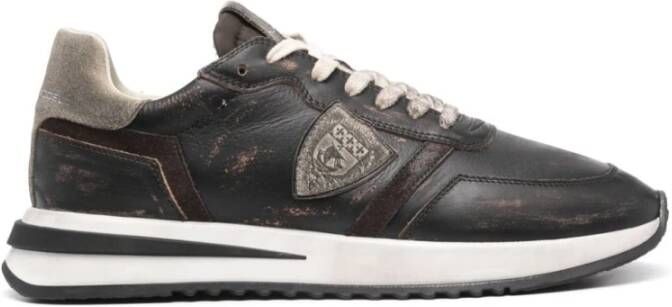 Philippe Model Zwart Bruin Kalf Sneaker Multicolor Heren