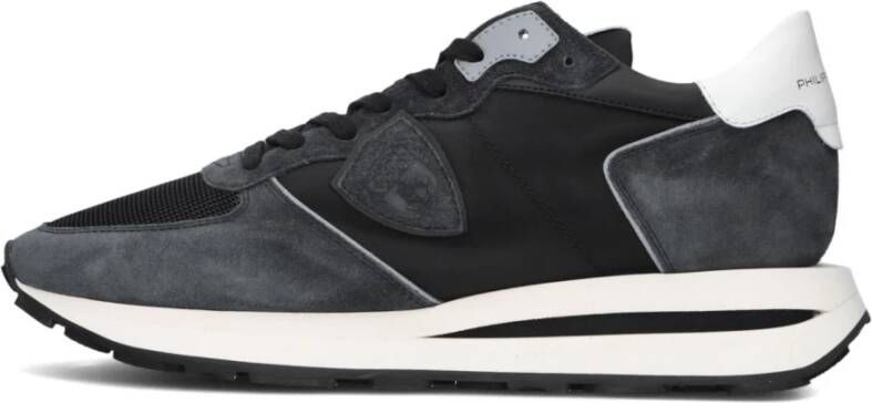 Philippe Model Zwarte Blauwe Lage Top Sneakers Black Heren