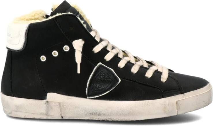 Philippe Model Zwarte High Top Sneakers met Distressed Details Black Heren