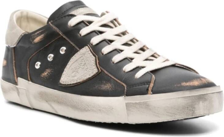 Philippe Model Zwarte Kalf Sneaker Black Heren