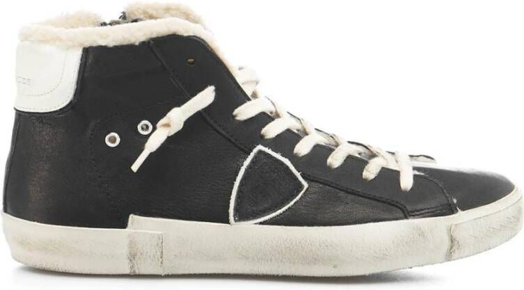 Philippe Model Zwarte High Top Sneakers met Distressed Details Black