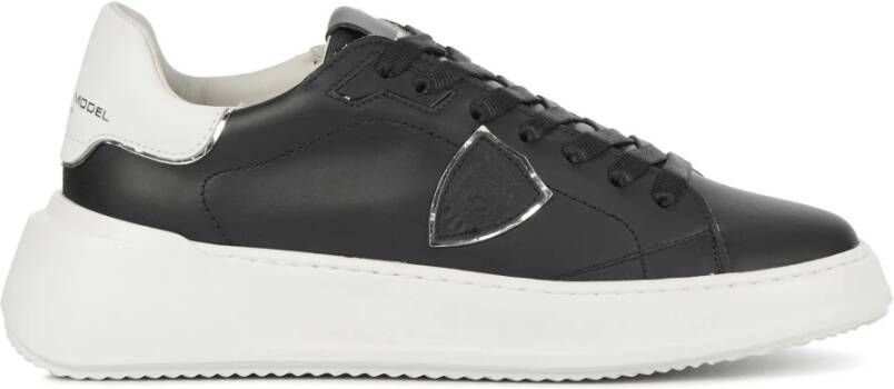 Philippe Model Zwarte Leren Sneakers Zwart Dames