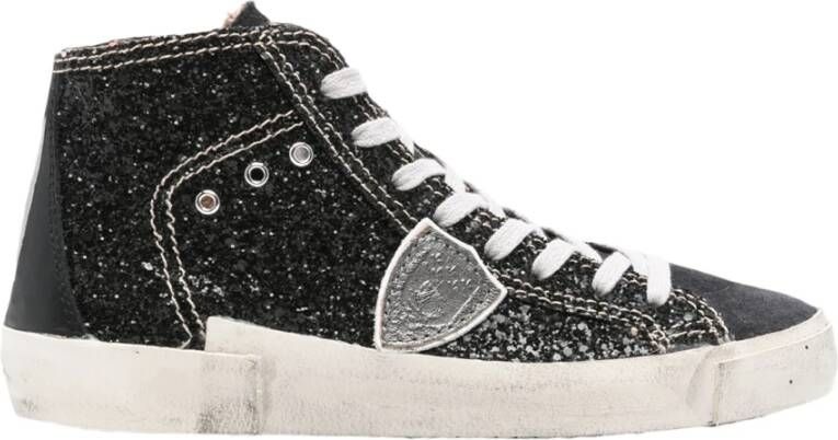 Philippe Model Zwarte sneakers met glitterdetails Black Dames