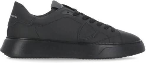 Philippe Model Zwarte Sneakers met Logo Hiel Black Heren