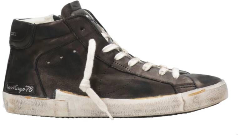 Philippe Model Zwarte Sneakers met Vintage Effect Black Heren