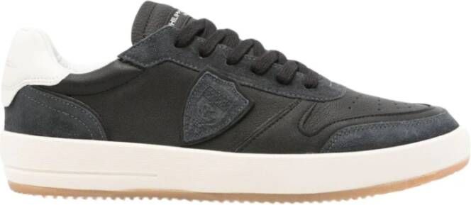 Philippe Model Zwarte Vintage Basketbalsneakers voor Mannen Black Heren