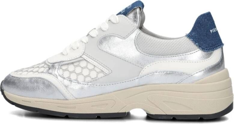 Piedi Nudi Zilveren Leren Sneakers voor Vrouwen Gray Dames