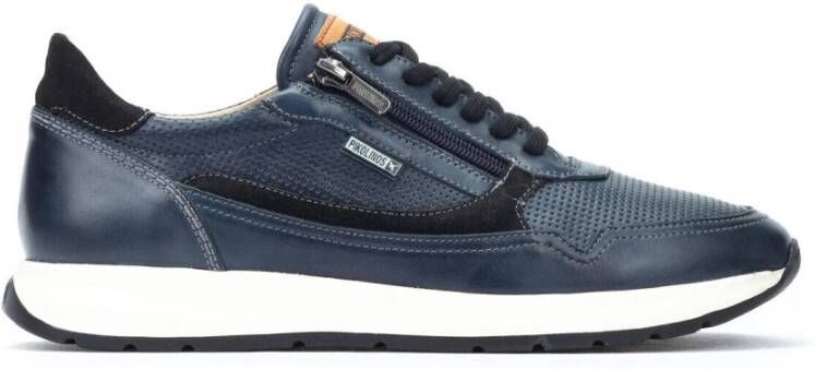 Pikolinos Blauwe Leren Sneaker Lichtgewicht Zool Blue Heren