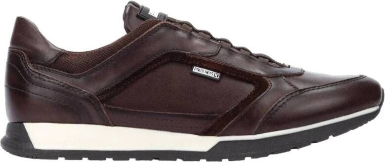 Pikolinos Bruine Casual Leren Sneakers met 3cm Rubberen Zool Brown Heren