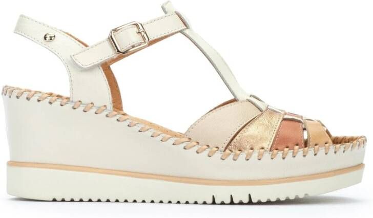 Pikolinos Off white sleehak leren sandaal Beige Dames