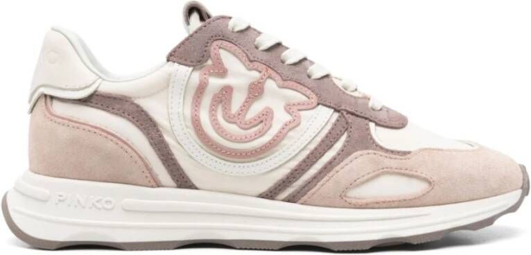 Pinko Beige Sneakers met Logo Patch Beige Dames