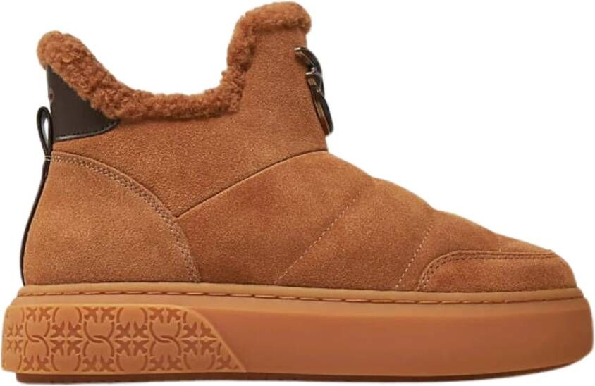 pinko Bruine Suède Platte Schoenen Brown Dames