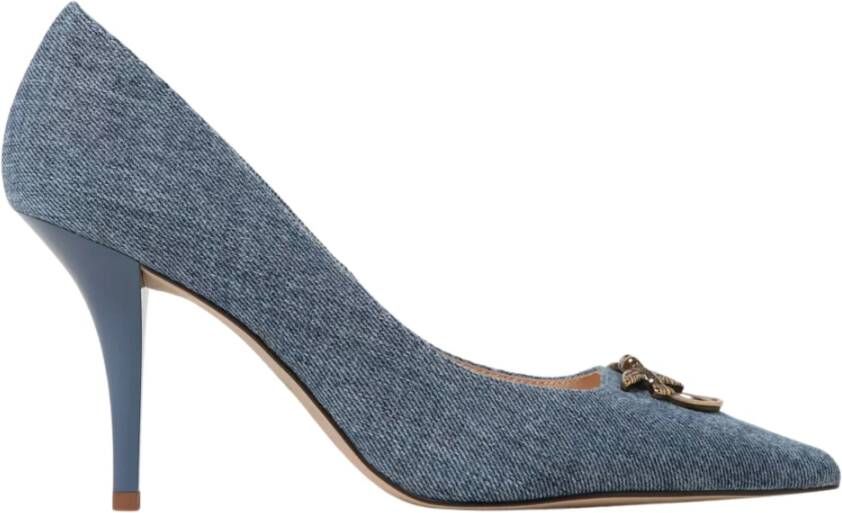 pinko Denim Platte Schoenen Blue Dames