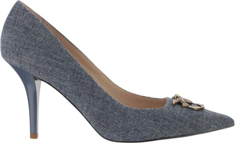 Pinko Denim Pumps met Love Birds Logo Blue Dames