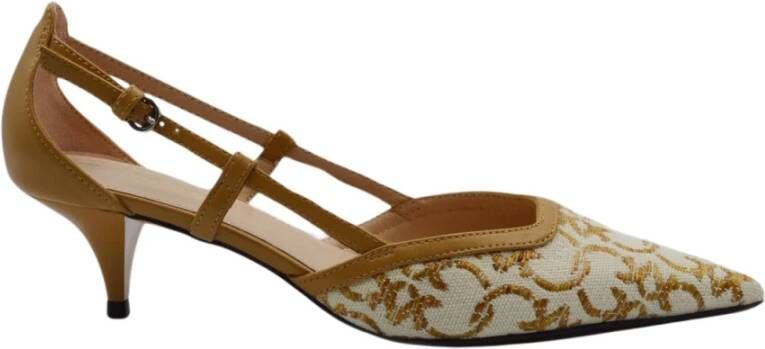 Pinko Love Birds Monogram Jacquard Pumps Beige Dames