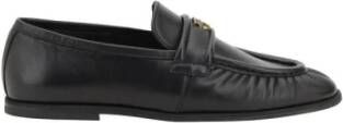 Pinko Zwarte leren loafers met metalen logo Black Dames