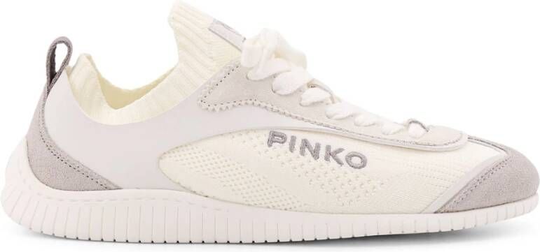 Pinko Gebreide en leren sneakers White Dames