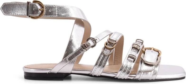 Pinko Gelamineerde leren sandalen met verstelbare bandjes Gray Dames