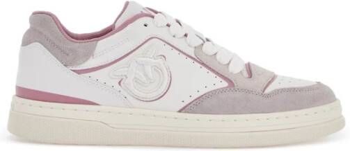 Pinko Geperforeerde leren sneakers met Love Birds White Dames