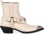 Pinko Gestudeerde Leren Westernlaarzen Beige Dames - Thumbnail 1