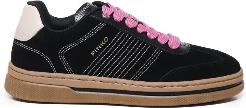 Pinko Kleurrijke Veters Geborduurde Sneakers Zwart Black Dames