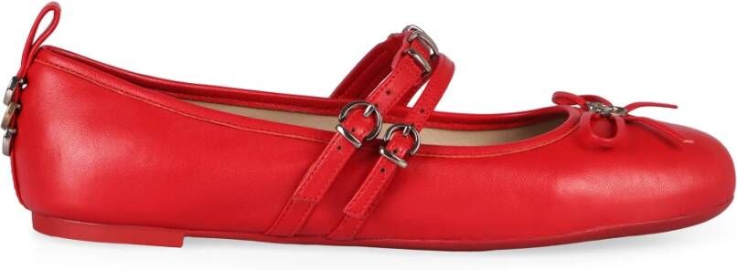 Pinko Leren balletflats met strik aan de voorkant Red Dames