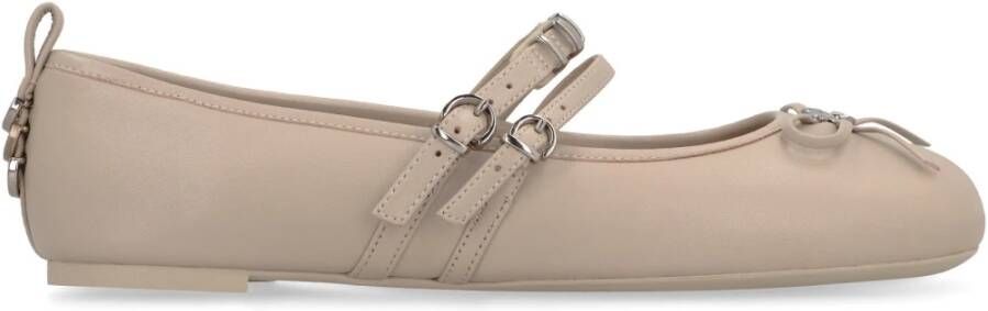 Pinko Leren balletflats met strikdetail Beige Dames