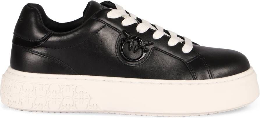 Pinko Leren lage sneakers Black Dames