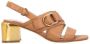 Pinko Leren sandaal met gouden hak Brown Dames - Thumbnail 1
