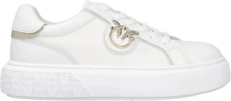 pinko Leren Sneaker met Polyurethaan Samenstelling White Dames