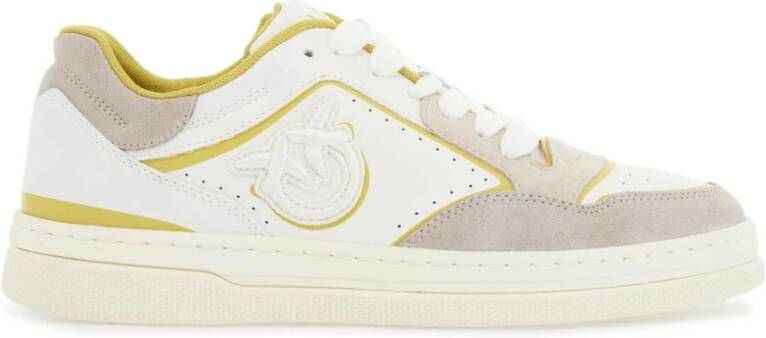 Pinko Leren sneakers met limedetails voor vrouwen White Dames