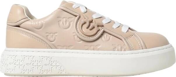 Pinko Leren Sneakers Yoko 06 Beige Dames