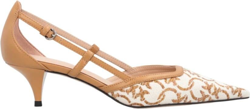 pinko Love Birds Monogram Jacquard Pumps Beige Dames