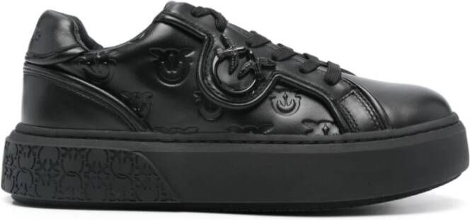 Pinko Zwarte Leren Sneakers voor Vrouwen Black Dames