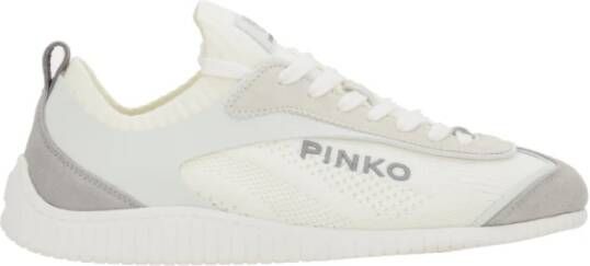 Pinko Melk Gebreid en Suède Sneakers White Dames