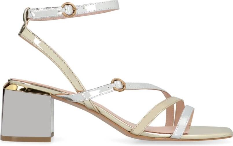 Pinko Metallic Patent Leren Sandalen Gray Dames