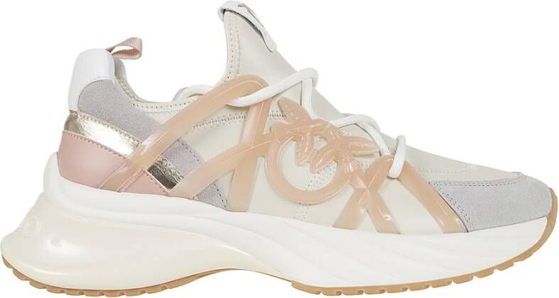 Pinko Nude & Neutrale Leren Sneakers Aw24 Multicolor Dames