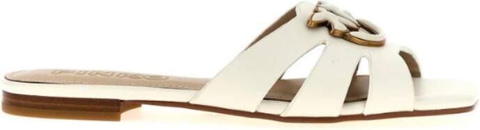 pinko Sandalen met logoplaatje en uitsnijdetail Beige Dames