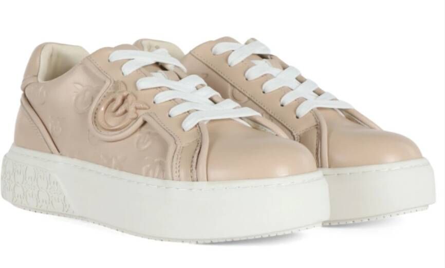 Pinko Sneakers van geperst leer met Love Birds Beige Dames