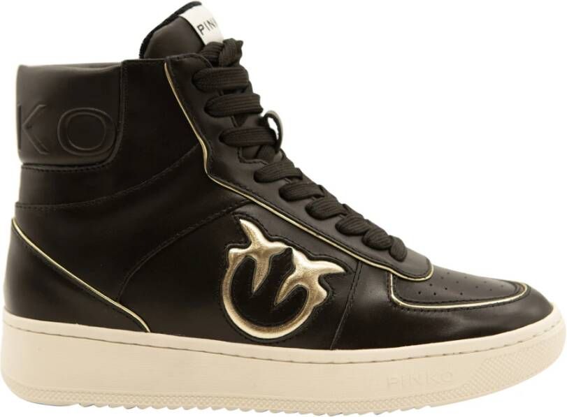 Pinko Nancy basketball hi sneakers veal leather Zwart Dames