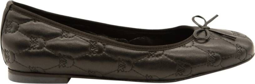 Pinko Comfortabele Geborduurde Leren Ballerina Black Dames