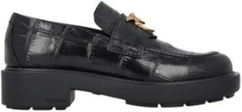 Pinko Zwarte Croco Print Mocassin Schoenen Black Dames