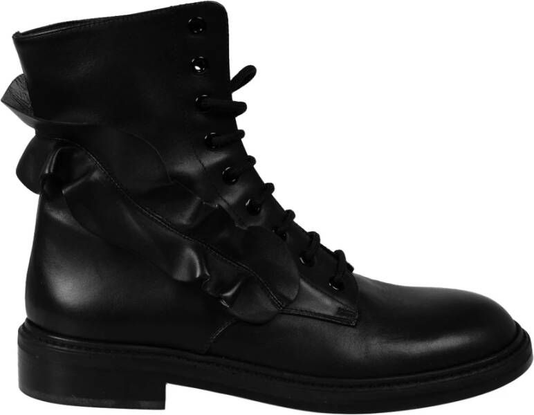 Pinko Stijlvolle Veterschoenen Platte Laarzen Black Dames