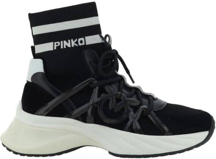 pinko Stretch Sok Sneakers met Geborduurd Logo Black Dames